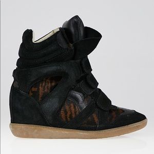 ISABEL MARANT Black Suede Tiger Striped Pony Hair